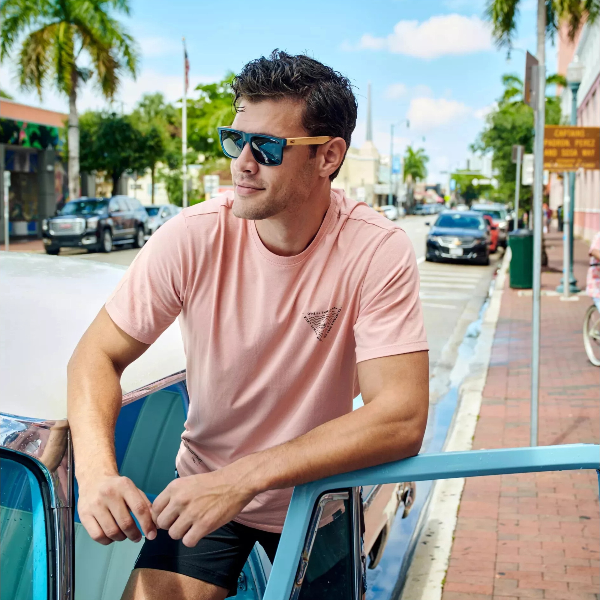 2026 O'Neill Sunglasses HARWOOD 2.0 ONS-HARWOOD2.0-105P - Matte Dark Blue Crystal / Bamboo / Solid Brown